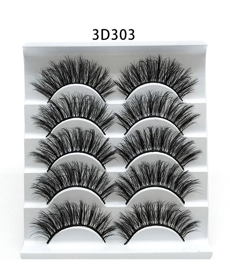5/8pairs natural false eyelashes fake lashes long makeup 3d mink lashes eyelash extension Fluffy Mink Lashes
