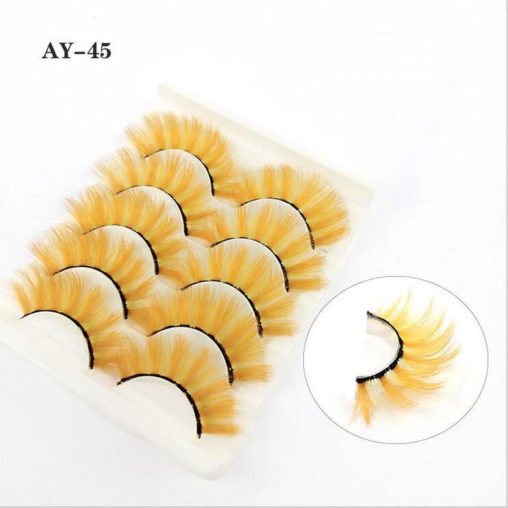 5 Pairs 8-25mm 3d Mink Colorful Dramatic fake Lashes Wispy Natural long Mink Lashes False Eyelashes