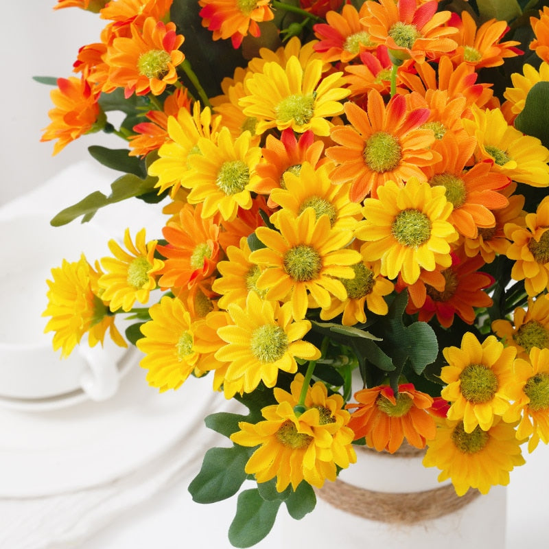 Autumn Artificial Daisy Flowers Silk Bouquet Fake Flower DIY Decor for Vase Home Wedding Christmas Decorative