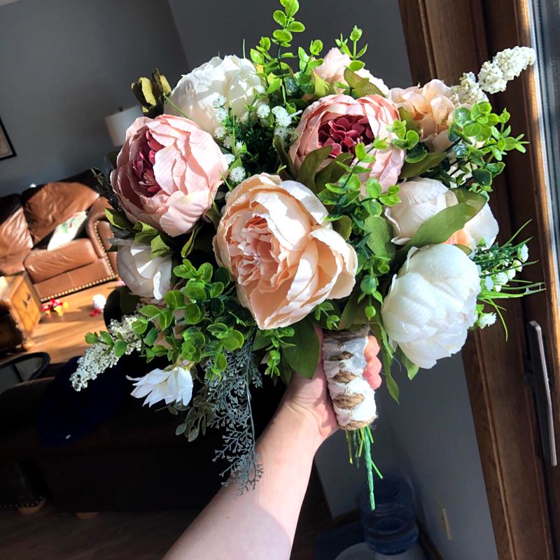1 Bunch European Artificial Peony Flowers Silk Fake Flowers Wedding Party Home Decoration Flower Bouquet Wreath DIY