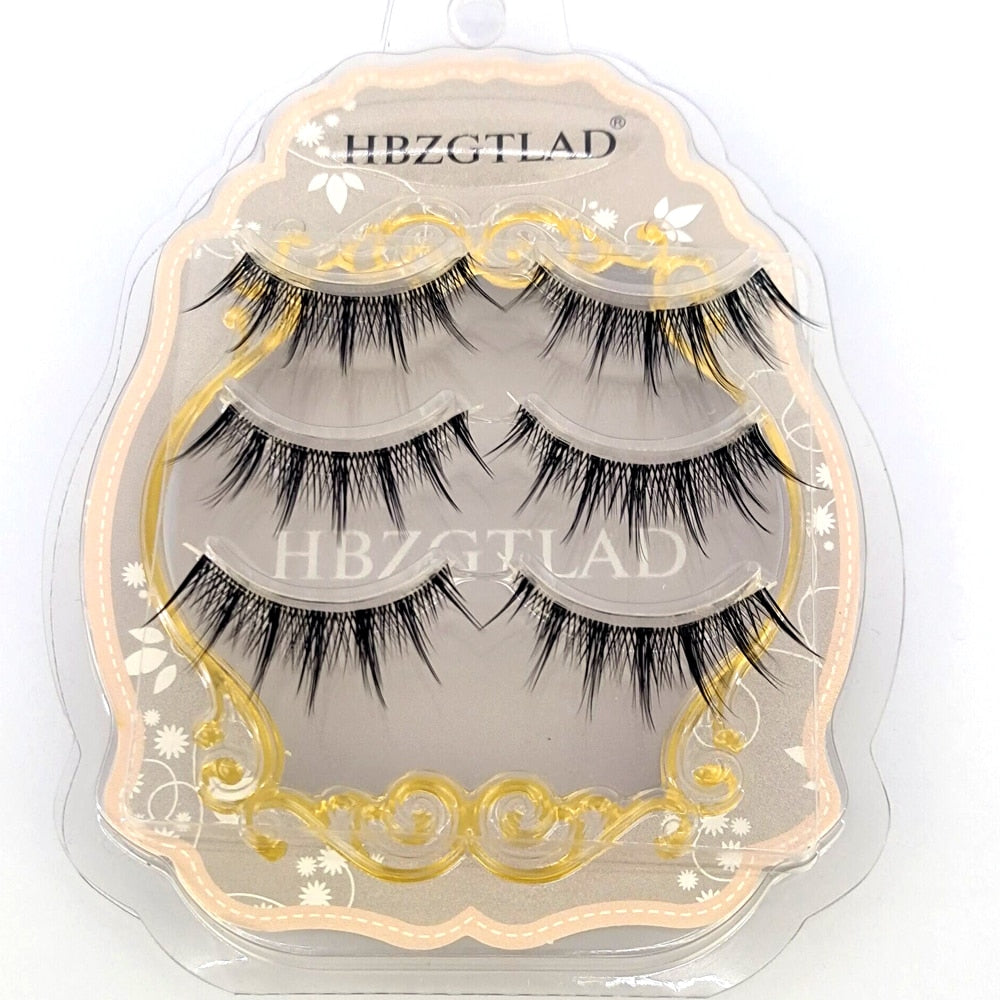 Transparent Terrier 3 Pairs 3D Mink EyeLashes False Lashes Thick EyeLash Lashes Natural Soft Fake EyeLashes