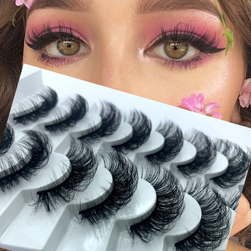 5/8pairs natural false eyelashes fake lashes long makeup 3d mink lashes eyelash extension Fluffy Mink Lashes