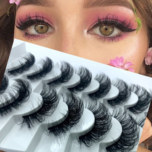 5/8pairs natural false eyelashes fake lashes long makeup 3d mink lashes eyelash extension Fluffy Mink Lashes