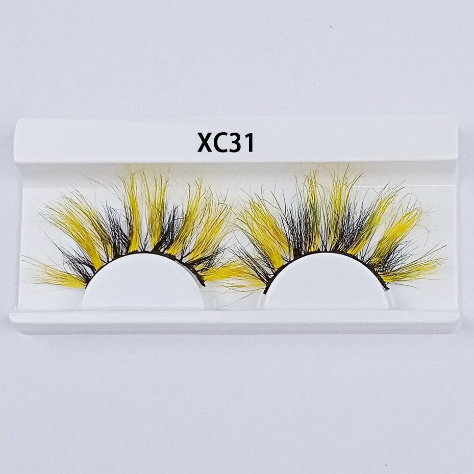 Colored Mink Eyelashes 25mm Lashes Fluffy Messy 3D False Eyelashes Dramatic Long Natural Mink fake Lashes
