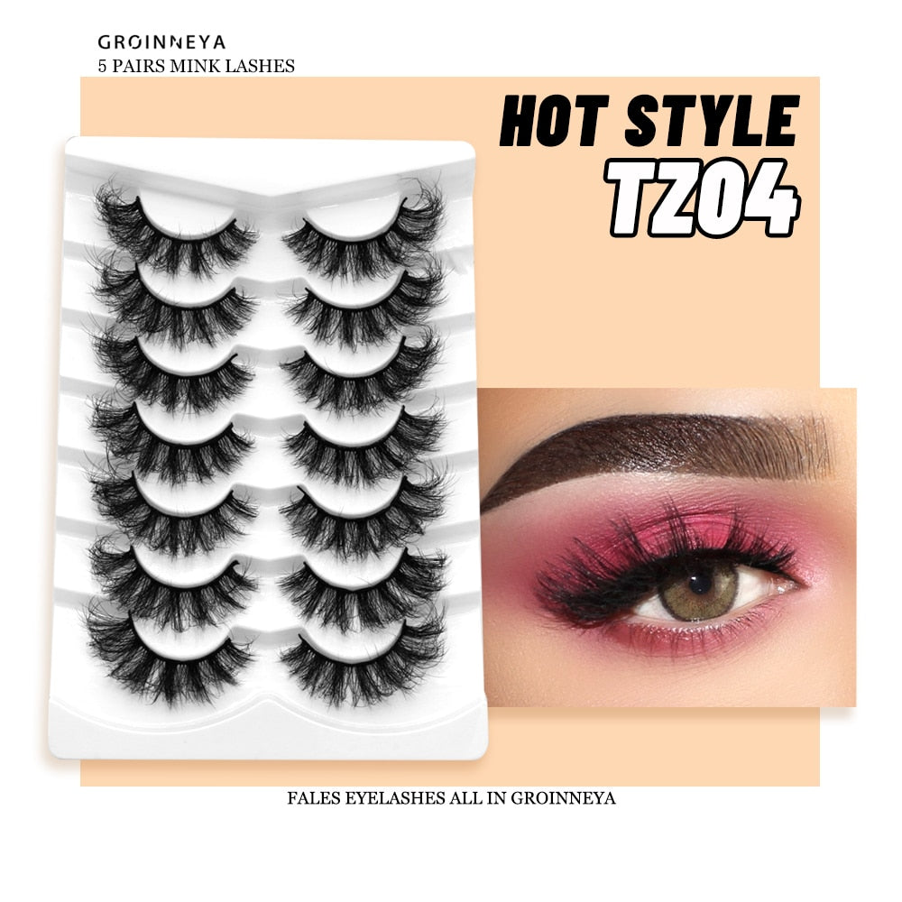 6D Faux Mink Eyelashes Long Lasting Fluffy Mink Lashes Dramatic Volume lashes Thick Long 5/7 Pairs