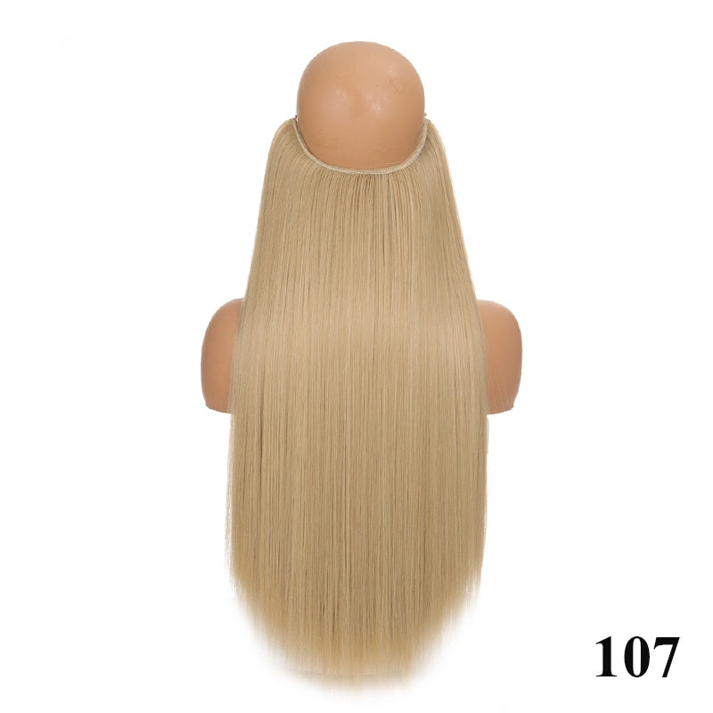 Invisible Wire No Clip One Piece Hair Extensions Secret Fish Line Hair Pieces Wave Straight Synthetic Fake 24 inch