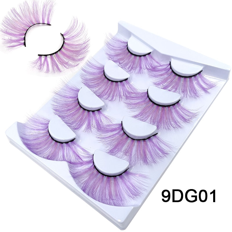 25mm 27mm Long Colorful Eyelashes Hot Pink Faux Mink Colored Lashes Cruelty Free Cosplay Halloween Cilias