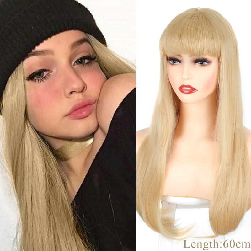 Synthetic Hair Black and Pink Wig Long Straight Hair Cosplay Lolita Wig Two Tone Ombre Color Women Heat Resistant Wigs