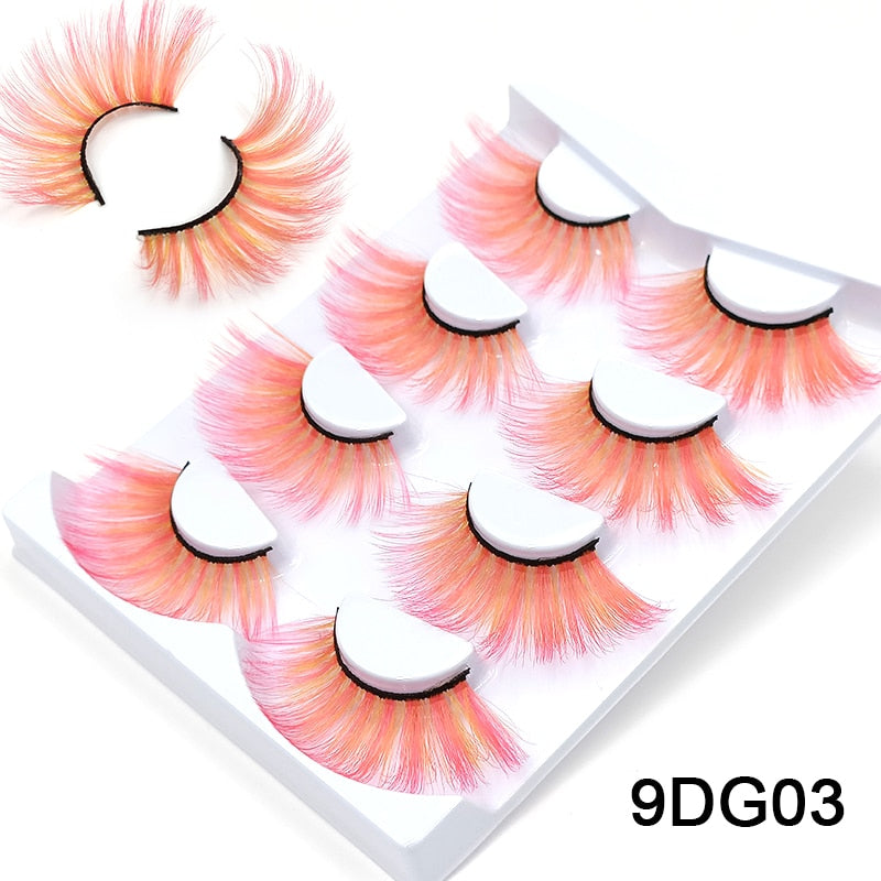 25mm 27mm Long Colorful Eyelashes Hot Pink Faux Mink Colored Lashes Cruelty Free Cosplay Halloween Cilias