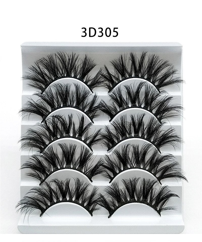 5/8pairs natural false eyelashes fake lashes long makeup 3d mink lashes eyelash extension Fluffy Mink Lashes