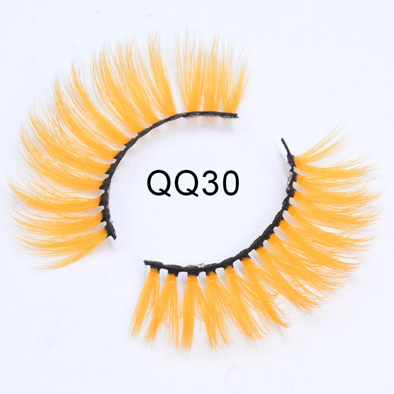 Fluffy Thick Dramatic 3D Faux Mink Colored Eyelashes Pink Red Natural Synthetic Colorful Rainbow Color Eye Lashes for Holiday