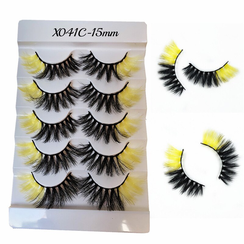 Rainbow Colored Lashes 3D Mink Lashes Ombre Dramatic Colorful Natural Eyelashes Extension Make up Fake Eyelashes