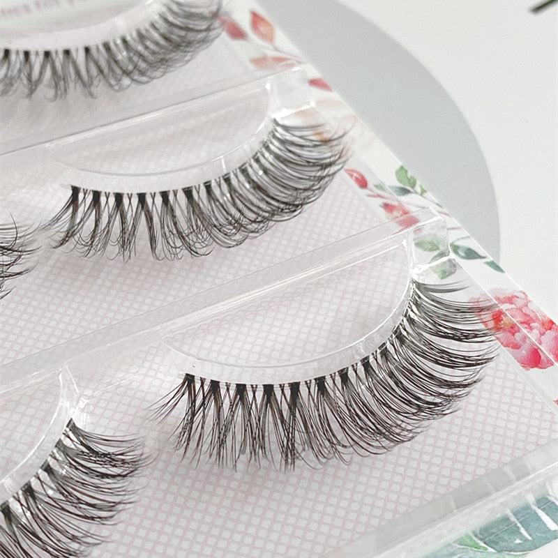 Transparent Terrier 3 Pairs 3D Mink EyeLashes False Lashes Thick EyeLash Lashes Natural Soft Fake EyeLashes