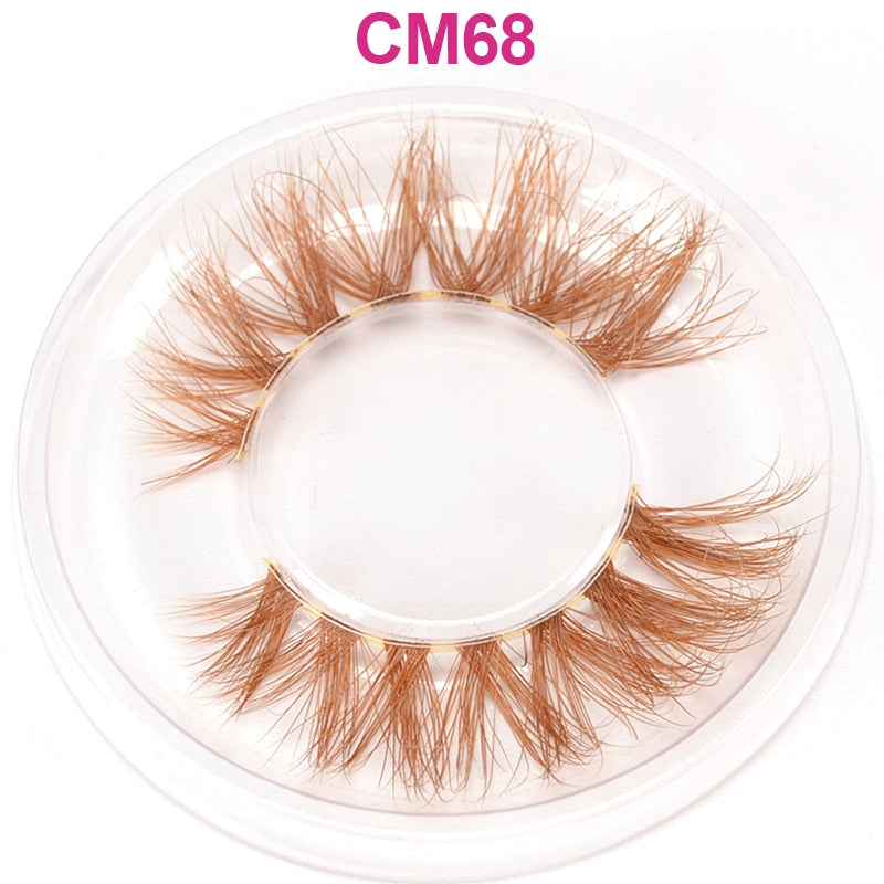 Pink Red Purple Colored Eyelashes Bulk Rainbow Eyelashes 100% 3D Real Mink Colorful Lashes