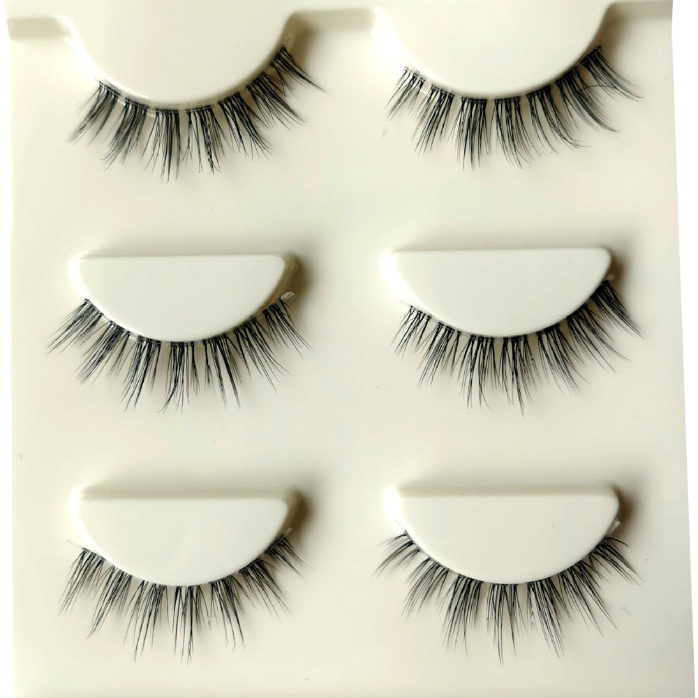 Mink Eyelashes 3 pair reusable false eyelashes invisible band