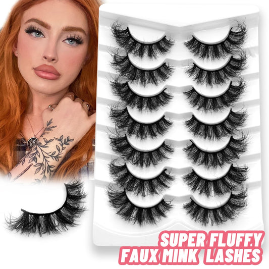6D Faux Mink Eyelashes Long Lasting Fluffy Mink Lashes Dramatic Volume lashes Thick Long 5/7 Pairs