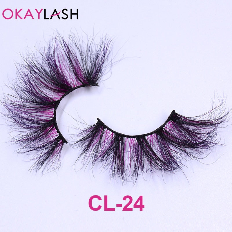 1pair/box real mink color 25mm long siberian eyelashes costume fancy ball dramatic unique colored red blue fake lashes