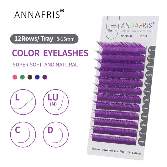 Colored Faux Mink Lashes Individual Eyelash Extension C/D/L/LU Curl Mix Length Color False Lash