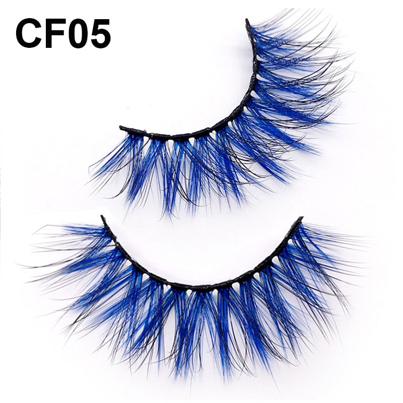 7 Colors Rainbow Eyelashes Princess Cilia Real Mink Fluffy Colored False Lashes for Halloween Party Cosplay