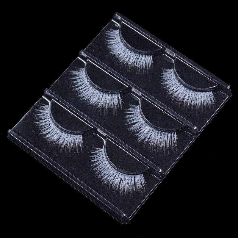 3 Pairs/Lot Fluffy Lace White Eyelashe Natural Colored Artificial Vegan Silk Eye Lashes for Doll Cosplay Party
