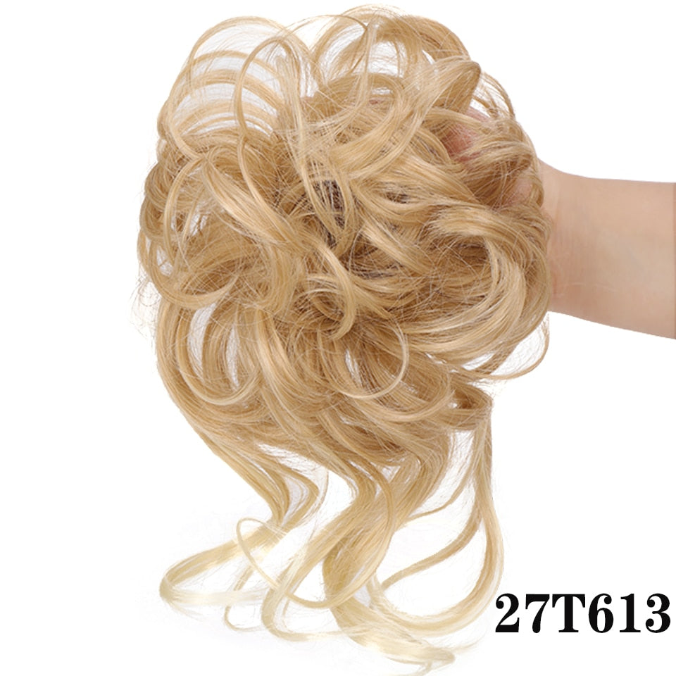 Synthetic Hair Bun Bands Blonde Black Messy Curly Chignon Donut Updo Scrunchies Fake Hair Pieces For Women Hair Extensions