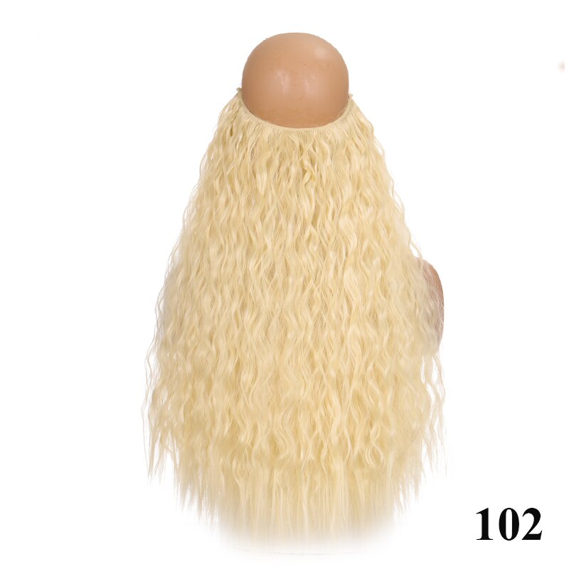 Synthetic 24inch Invisible Hair Wire Without No Clip Hair Extension Fishing Line Wig Wavy Hair Female False Hair Piece