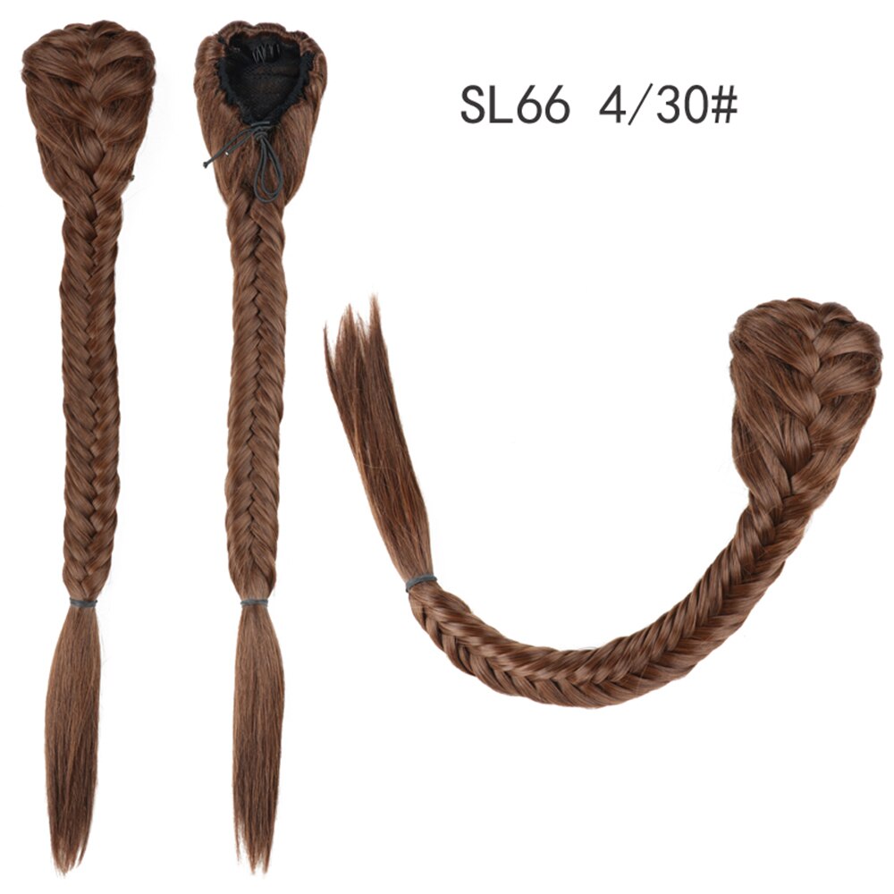 Synthetic Heat Resistant Braided Fishtail Fishbone Drawstring Ponytail Hairpiece Blonde Hair Extensions For Woman