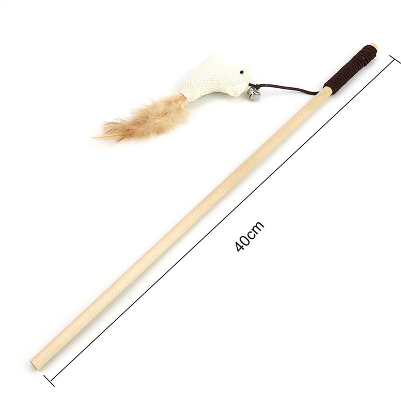1pc Cat Stick Toy Wooden Rod Small Bell Decor Cat Teaser Play Toy Cat Wand For Cat Pet Supplies Cat Favors Random Style