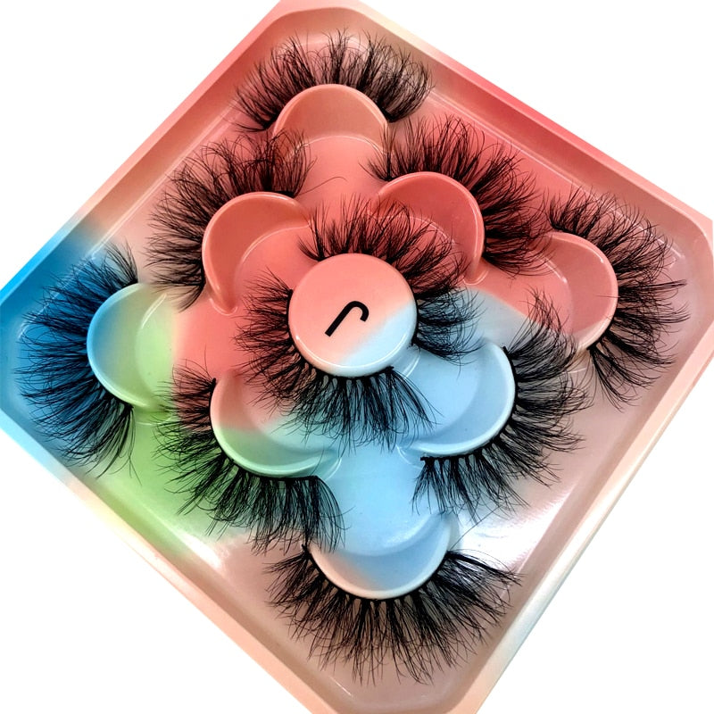 5 Pairs 3D Mink Lashes Natural Mink False Eyelashes Dramatic Volume Fake Eyelash Extension Faux Cils