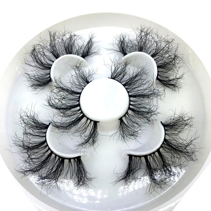 Reusable mink eyelashes 25mm lashes fluffy messy 3D mink lashes 3 pairs natural Long Thick false eyelashes extension