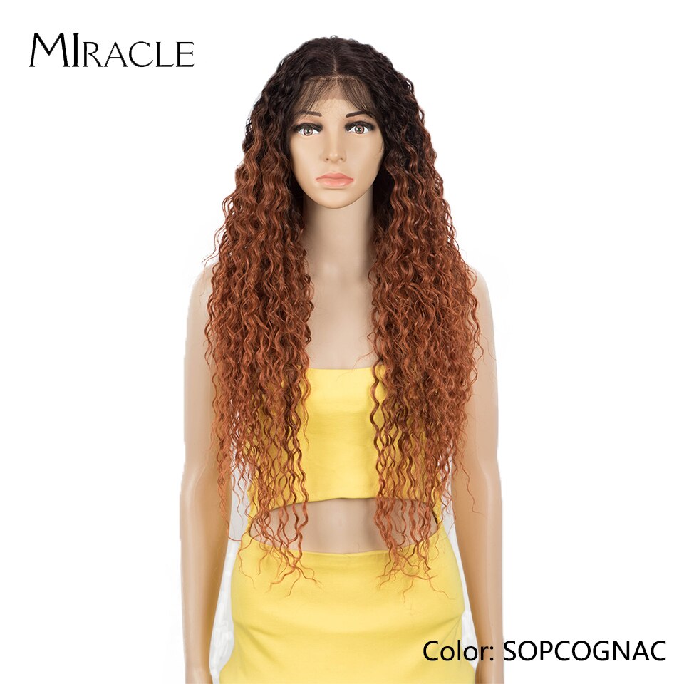 Synthetic Lace Wig Curly 30Inch Afro Kinky Curly Lace Natural Wave Blonde Wig High Temperature Fiber Hair