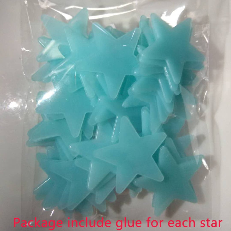 PVC Stars Glow Stickers Luminous In Dark Night Fluorescent Wall Art 3D Home Decals For Kids Room Ceiling Switch Decoration