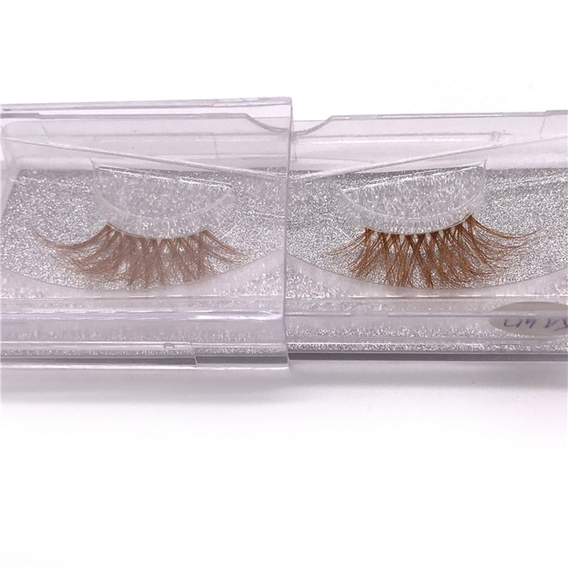BLONDE 3D mink fake lashes natural individual brown false eyelashes makeup 15 25mm lash extension