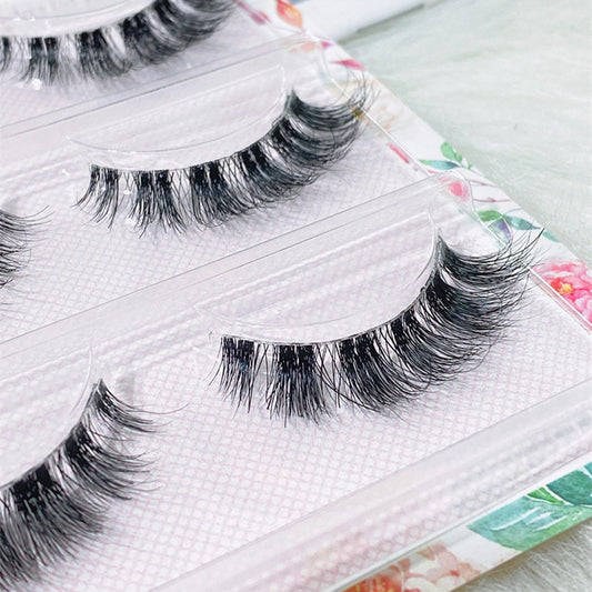 False Eyelashes 3 Pairs Pure Handmade Natural Transparent Terrier Fake Eyelashes Short Paragraph Bare Makeup Eyelashes