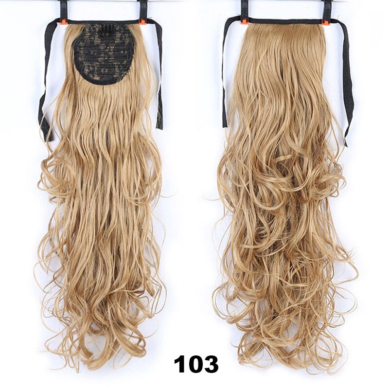 Natural Wave Pony Tail Fake Hair Extension Heat Resistant Synthetic Long Wavy Wrap Around Clip In Ponytail Hair