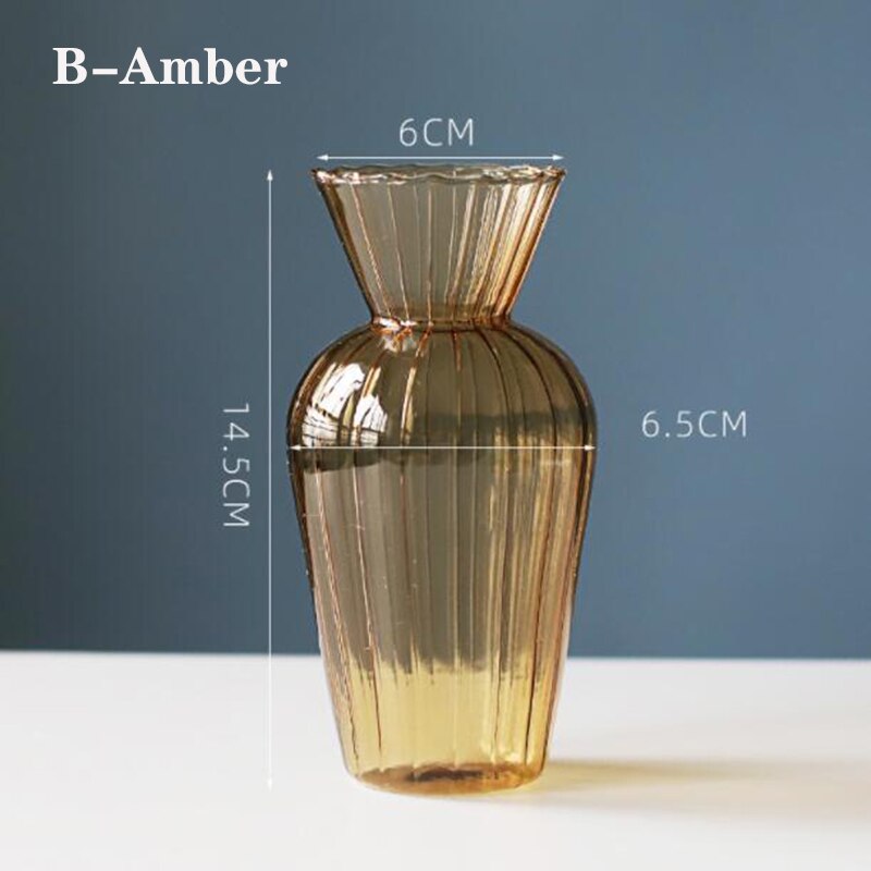 Home Decor Glass Vase Modern Flower Vase Room Decoration Art Colored Small Vase Wedding Decor Hydroponic Plants Japanese Style
