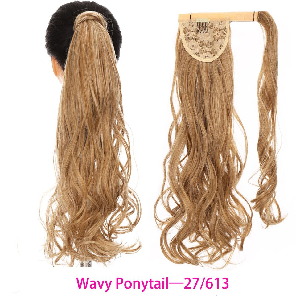 Synthetic Long Straight Wrap Around Clip In Ponytail Hair Extension Heat Resistant Hair Wig