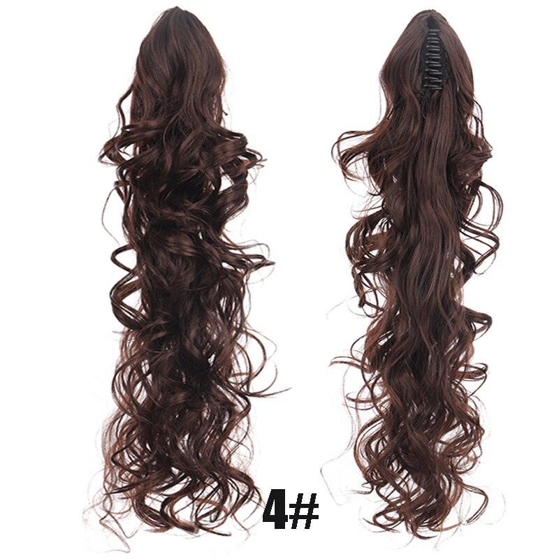 Synthetic 24inch Claw Clip Ponytail Extension Wavy Ponytail Long Straight Hair Ponytail Extension Clip Type Woman Wig