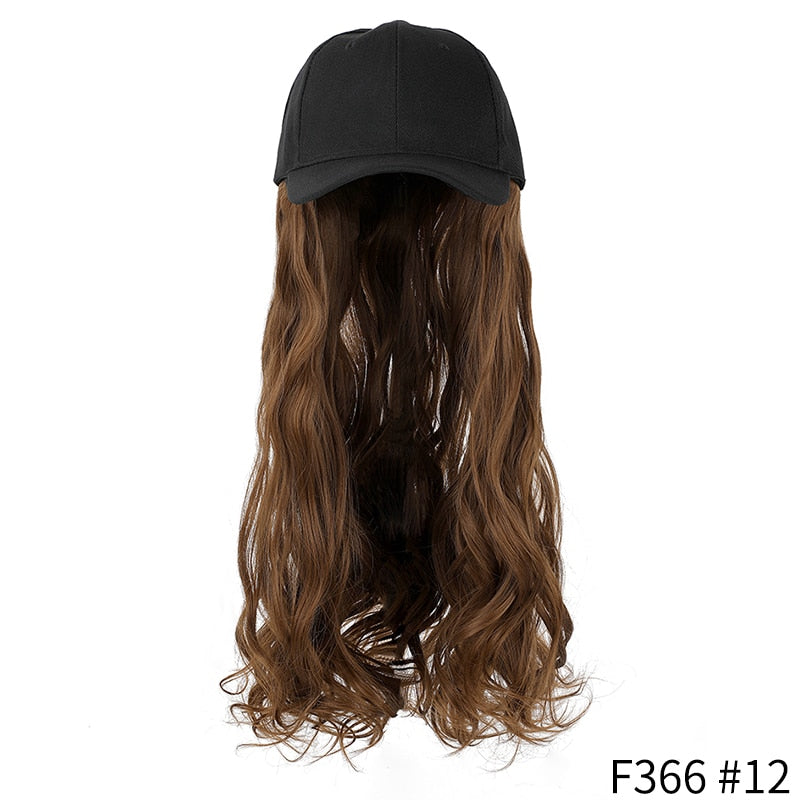 Baseball Cap Short Wig Curly Synthetic Hair Wig Natural Black Knit Hat Wigs Naturally Adjustable