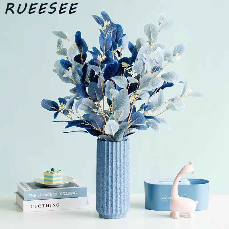 92m Artificial Plants Eucalyptus Long Silver Dollar Leaves Foliage Plant Greenery Fake Plastic Branches Greens Bushes