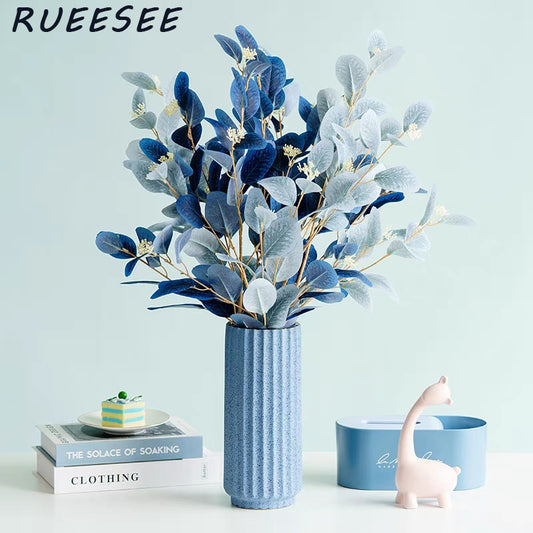 92m Artificial Plants Eucalyptus Long Silver Dollar Leaves Foliage Plant Greenery Fake Plastic Branches Greens Bushes