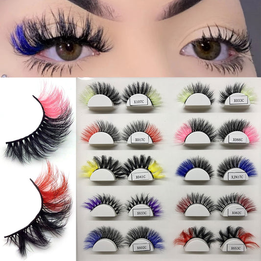3D Color False Lashes Natural Long Colorful Eyelashes Dramatic Party Colored Lashes for Cosplay Halloween