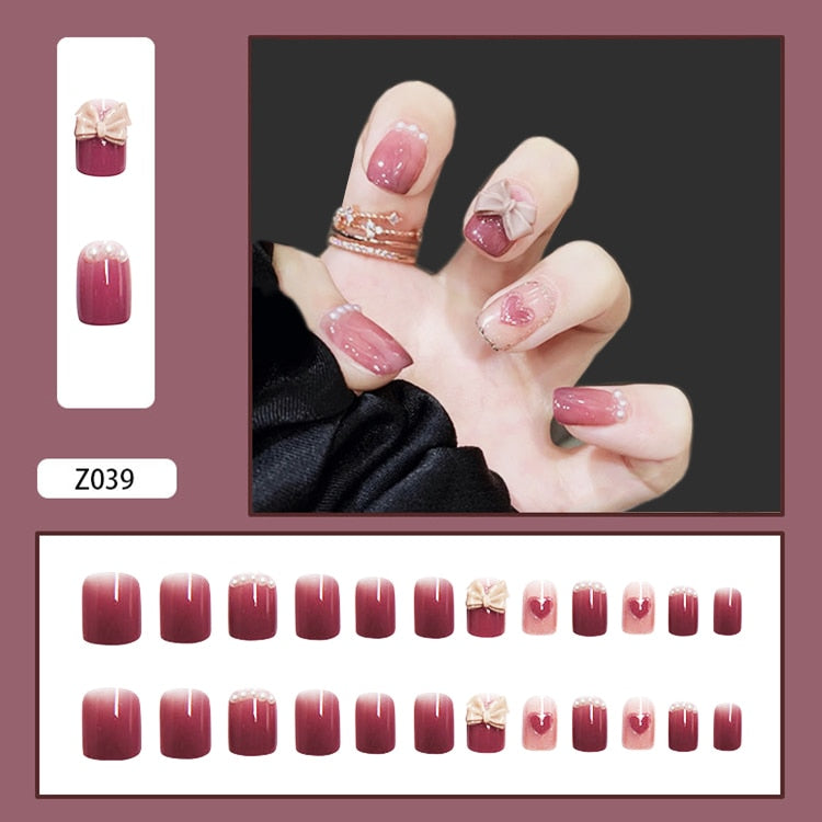 24Pcs/Set 3D Butterfly Bow Bride Fresh and Elegant White Wear DIY Manicure Nail Art Tools