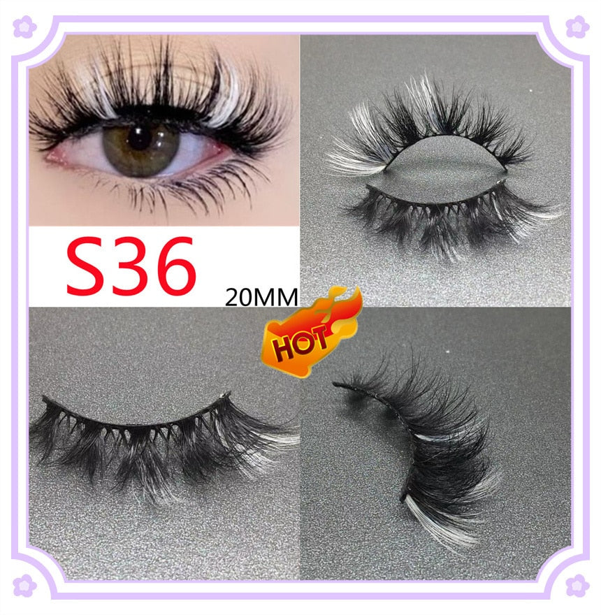 3D Mixed Color Mink Lashes Beauty Natural Individual Eyelashes Fluffy Lash Extension mix pink blue dramatic lash