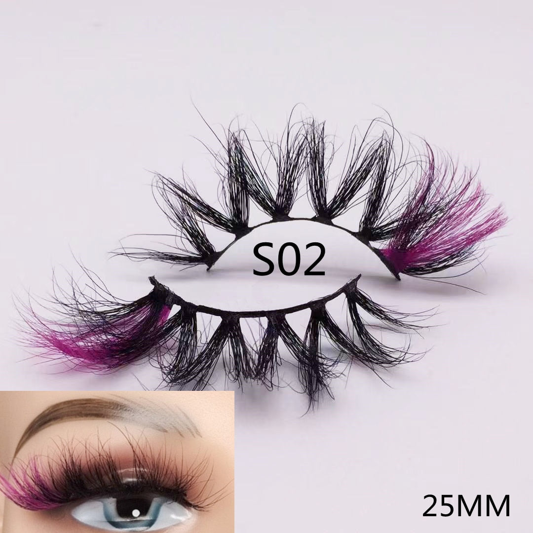3D Mixed Color Mink Lashes Beauty Natural Individual Eyelashes Fluffy Lash Extension mix pink blue dramatic lash