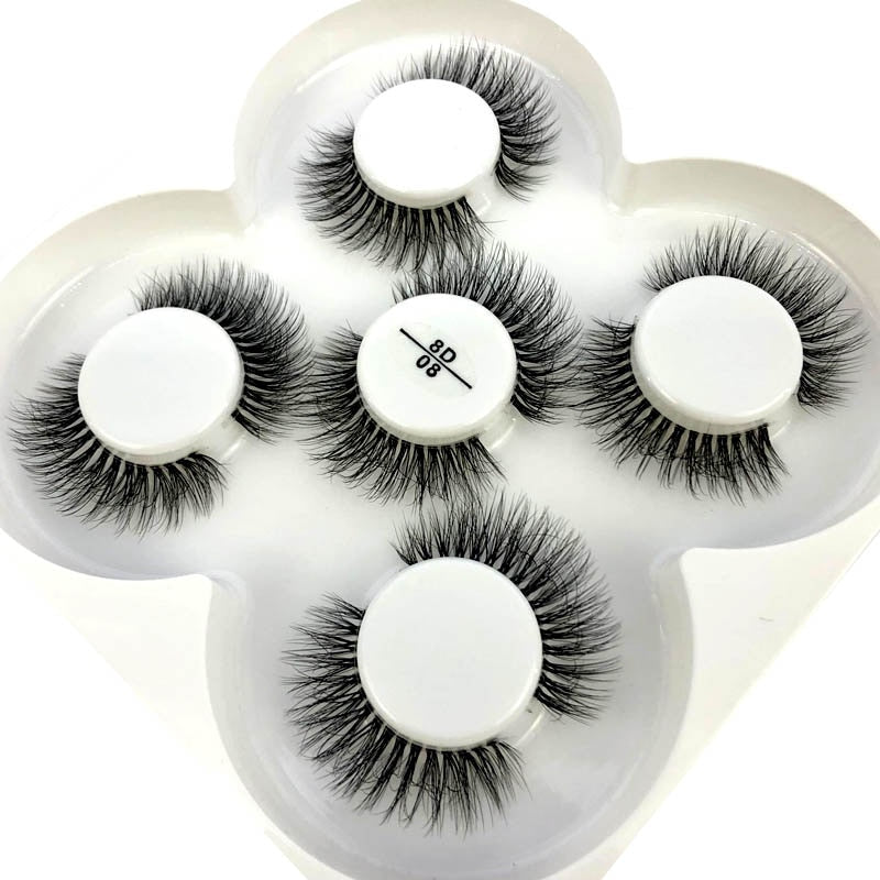 5 pairs Mink Eyelashes Clear Band Eye Lashes Crisscross Transparent Band False Eyelashes Handmade Dramatic Lashes Upper Lash