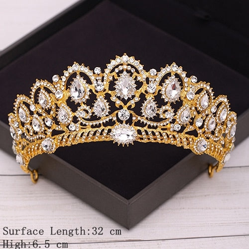Bridal Crown Golden Wedding Hair Accessories Crystal Rhinestone Bride Wedding Tiaras and Crowns Headpiece Diadema Hair Ornament