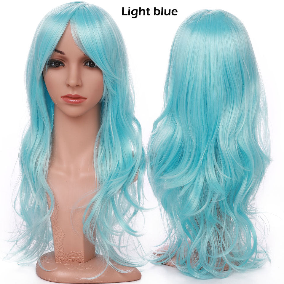 S-noilite Synthetic 28colors 22inch Loose Wave Wigs Halloween Cosplay Wig Blue Red Pink Grey Purple Hair Cosplay