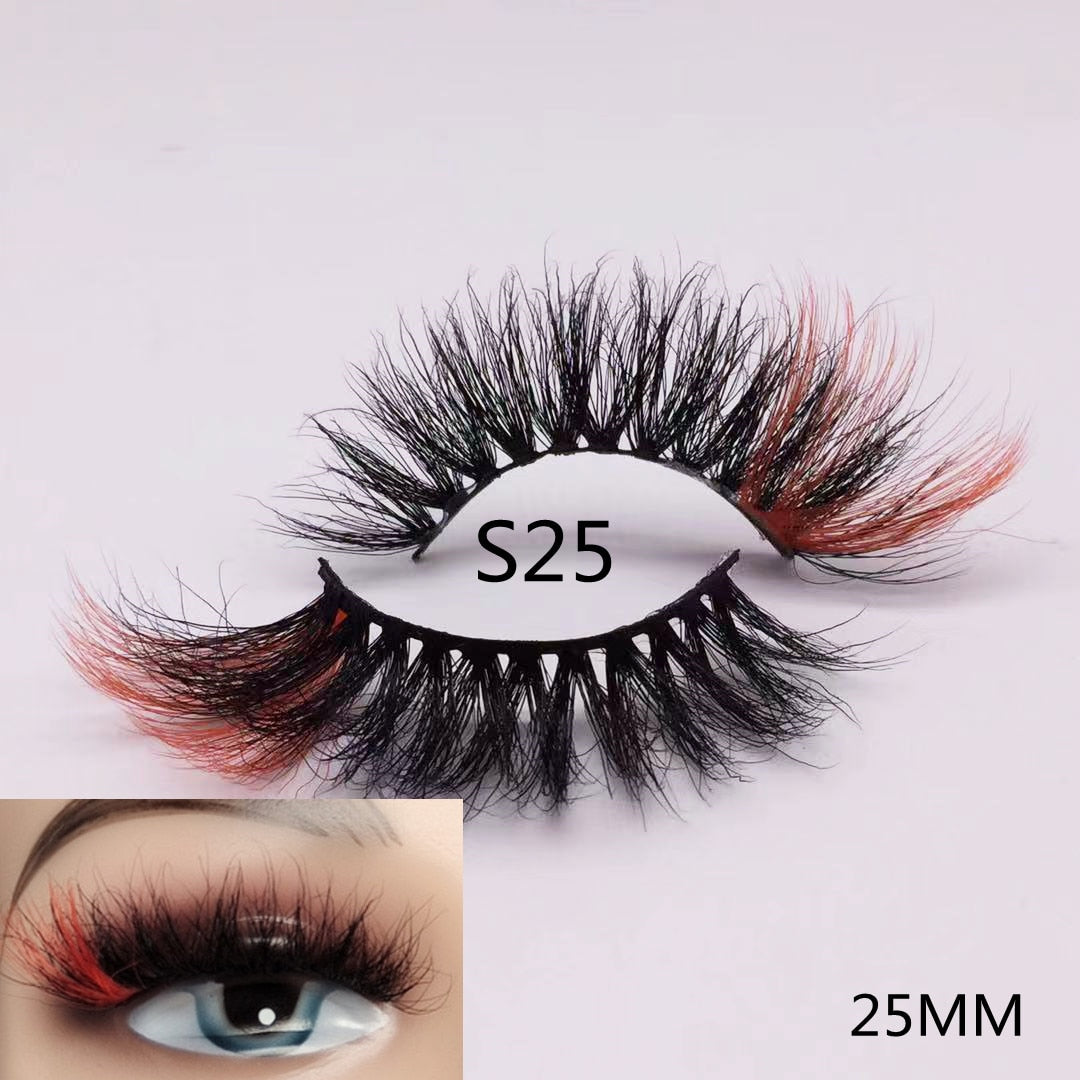 3D Mixed Color Mink Lashes Beauty Natural Individual Eyelashes Fluffy Lash Extension mix pink blue dramatic lash