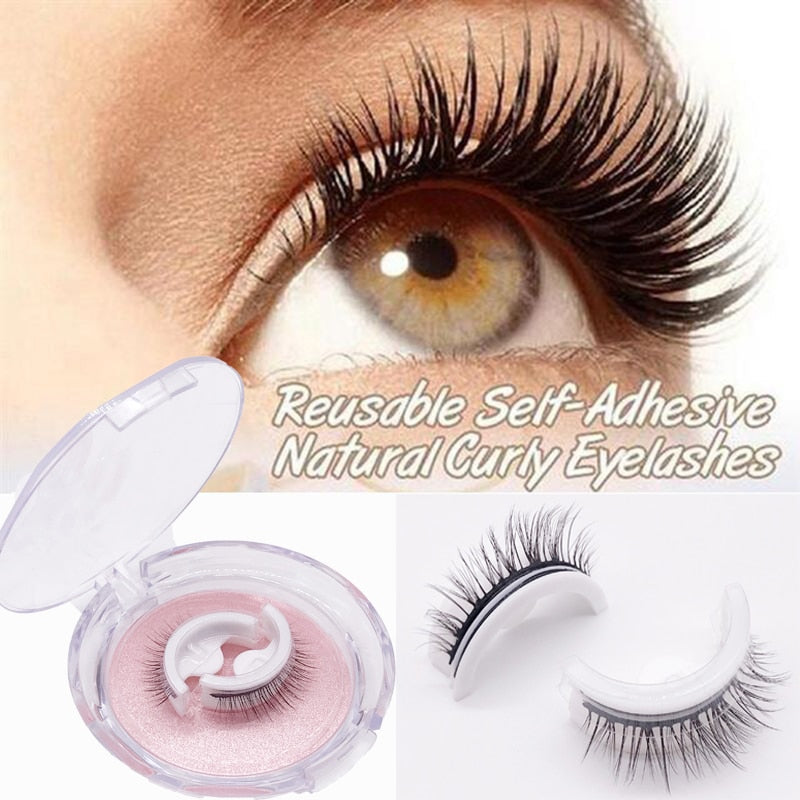 Reusable Self-Adhesive False Eyelashes Natural Multiple reversible glue-free pairs of false eyelashes